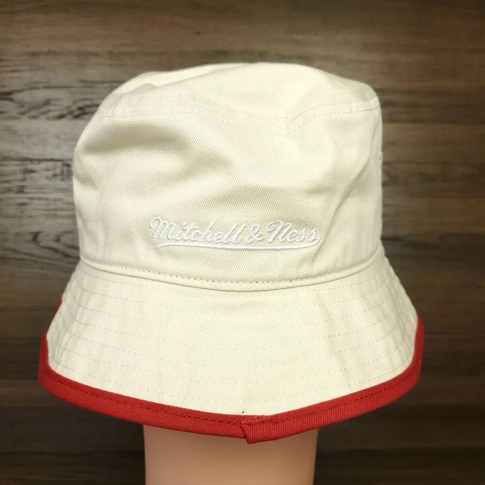 Miami Heat‎ Mitchell & Ness NBA Bucket Hat L Large 7 1/4 Cream Red Edge Cap New